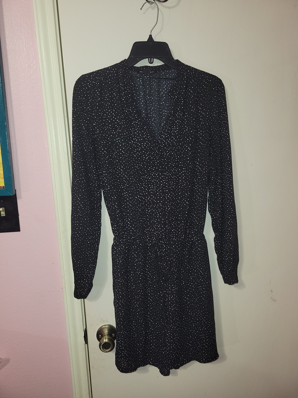 Hilary Radley Black Long-Sleeve Polka Dot Dress